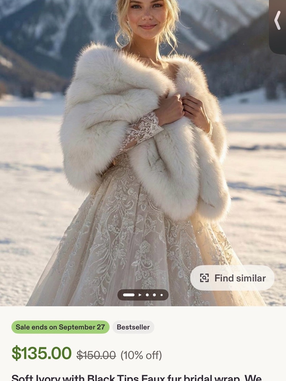 Ivory Faux Fur Bridal Wrap - Elegant Winter Wedding Shawl